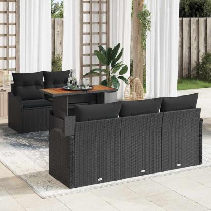 Set de canapele pentru grădină 6 pcs Negru Rattan poli GartenMobel Dekor