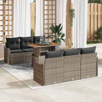 Set de canapele pentru grădină 7 pcs Gri Rattan poli GartenMobel Dekor