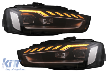 Faruri Full LED Audi A4 B8.5 Facelift  (2012-2015) Negru Semnal Dinamic A4 B9.5 Design
