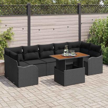Set de canapele pentru grădină 8 pcs Negru Rattan poli GartenMobel Dekor