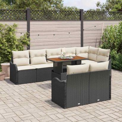 Set de canapele pentru grădină 9 pcs Negru Rattan poli GartenMobel Dekor
