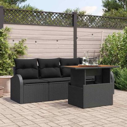 Set de canapele pentru grădină 5 pcs Negru Rattan poli GartenMobel Dekor