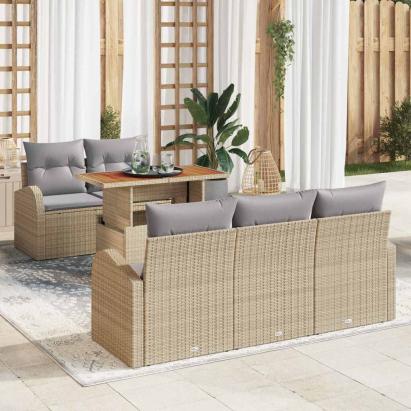 Set de canapele pentru grădină 6 pcs Bej Rattan poli GartenMobel Dekor