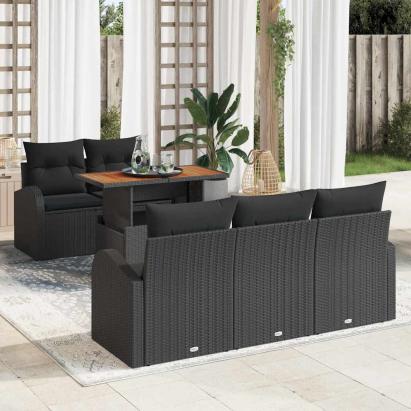 Set de canapele pentru grădină 6 pcs Negru Rattan poli GartenMobel Dekor