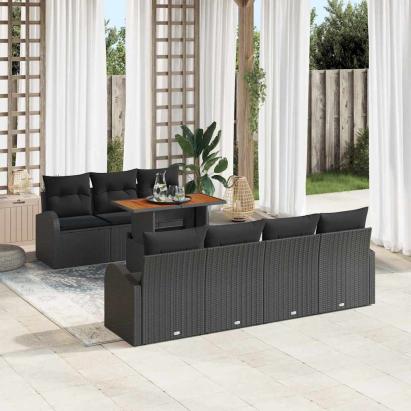 Set de canapele pentru grădină 8 pcs Negru Rattan poli GartenMobel Dekor