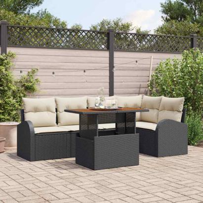 Set de canapele pentru grădină 6 pcs Negru Rattan poli GartenMobel Dekor