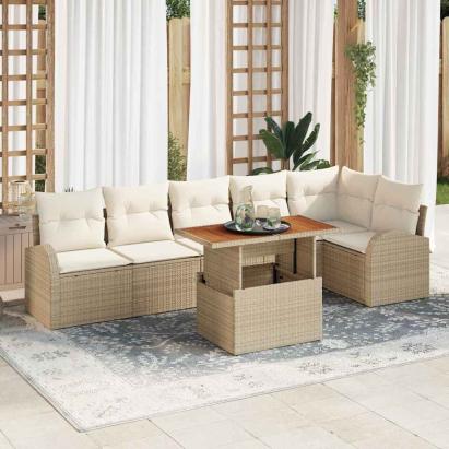 Set de canapele pentru grădină 7 pcs Bej Rattan poli GartenMobel Dekor