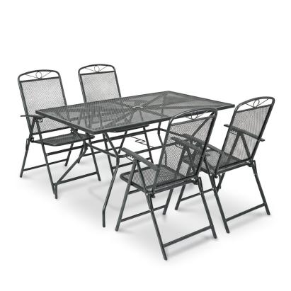 Set mobilier de grădină Leziter Alfi 4+1, antracit, masă și 4 scaune pliabile