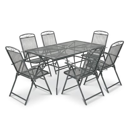 Set mobilier de grădină Leziter Alfi 6+1, metal antracit, masă și 6 scaune
