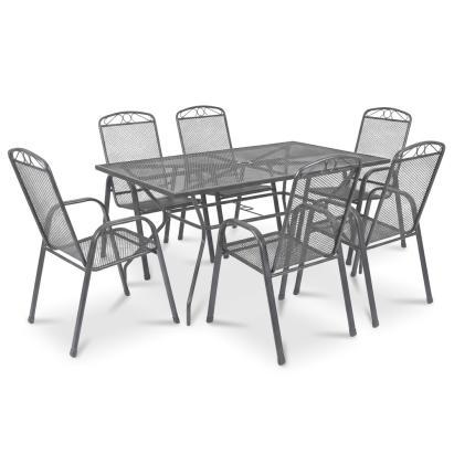 Set mobilier de grădină Leziter Melfi 6+1 antracit, masă și 6 scaune
