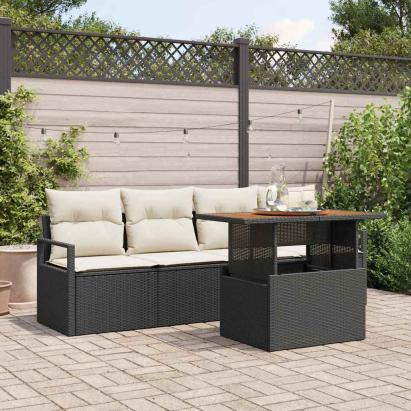 Set de canapele pentru grădină 5 pcs Negru Rattan poli GartenMobel Dekor