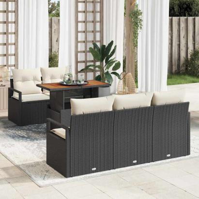 Set de canapele pentru grădină 6 pcs Negru Rattan poli GartenMobel Dekor