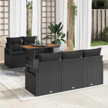 Set de canapele pentru grădină 6 pcs Negru Rattan poli GartenMobel Dekor