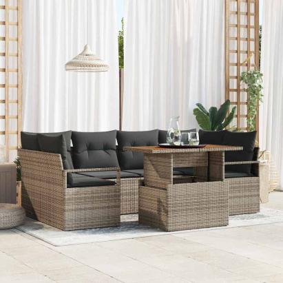 Set de canapele pentru grădină 7 pcs Gri Rattan poli GartenMobel Dekor