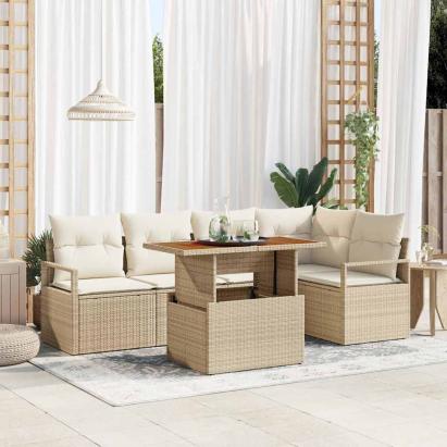 Set de canapele pentru grădină 6 pcs Bej Rattan poli GartenMobel Dekor