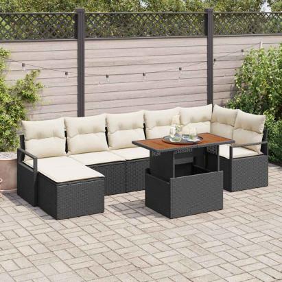 Set de canapele pentru grădină 8 pcs Negru Rattan poli GartenMobel Dekor