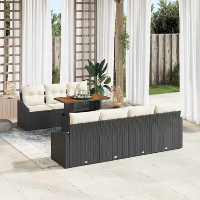Set de canapele pentru grădină 8 pcs Negru Rattan poli GartenMobel Dekor