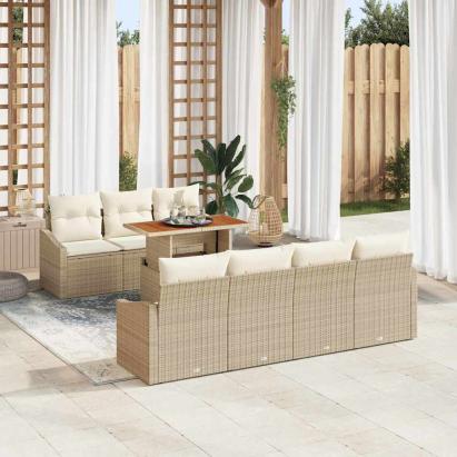 Set de canapele pentru grădină 8 pcs Bej Rattan poli GartenMobel Dekor