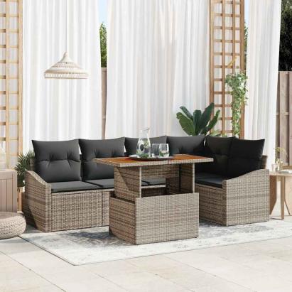 Set de canapele pentru grădină 6 pcs Gri Rattan poli GartenMobel Dekor