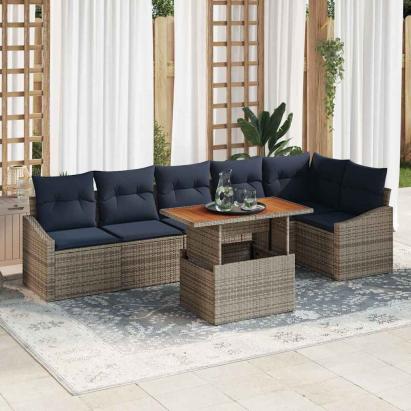 Set de canapele pentru grădină 7 pcs Gri Rattan poli GartenMobel Dekor