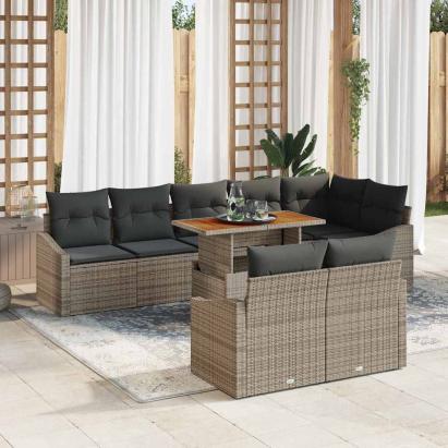 Set de canapele pentru grădină 9 pcs Gri Rattan poli GartenMobel Dekor