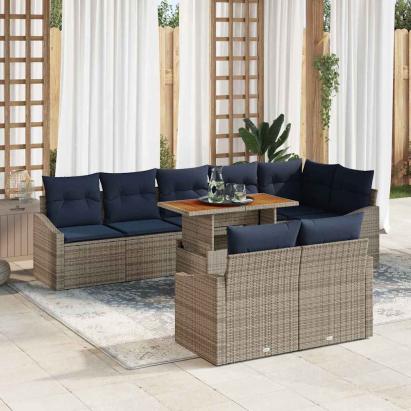 Set de canapele pentru grădină 9 pcs Gri Rattan poli GartenMobel Dekor