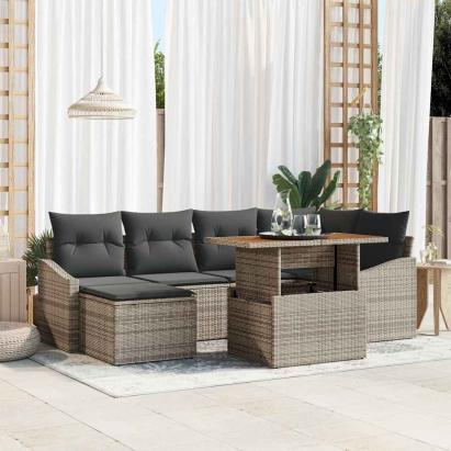 Set de canapele pentru grădină 7 pcs Gri Rattan poli GartenMobel Dekor