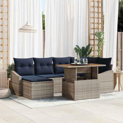 Set de canapele pentru grădină 7 pcs Gri Rattan poli GartenMobel Dekor