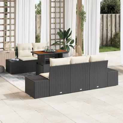 Set de canapele pentru grădină 6 pcs Negru Rattan poli GartenMobel Dekor