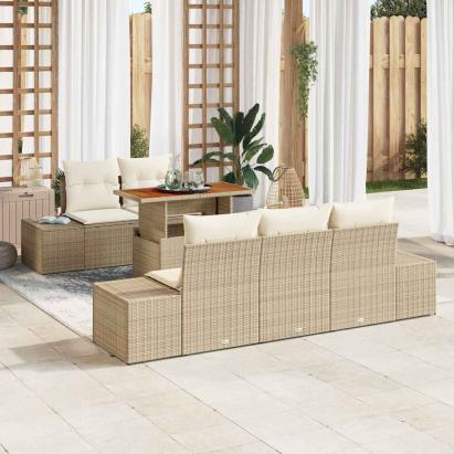 Set de canapele pentru grădină 6 pcs Bej Rattan poli GartenMobel Dekor