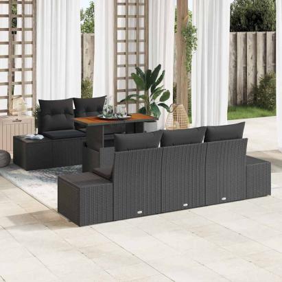 Set de canapele pentru grădină 6 pcs Negru Rattan poli GartenMobel Dekor