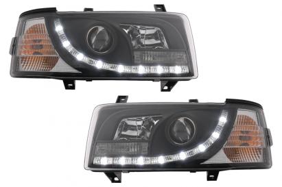 Faruri LED DRL negre pentru VW Transporter T4 1990-2003, set stanga-dreapta