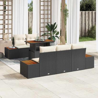 Set de canapele pentru grădină 6 pcs Negru Rattan poli GartenMobel Dekor