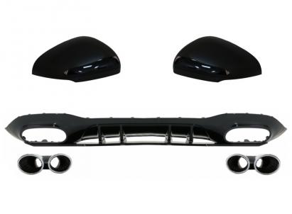 Difuzor bara spate cu evacuari crom si capace oglinzi Mercedes A-Class W177