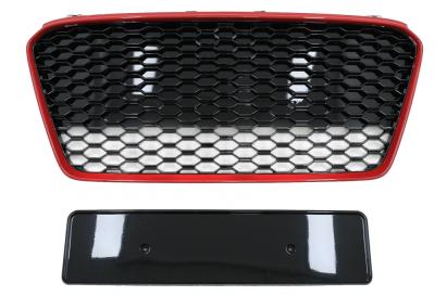 Grila Centrala Audi R8 42 (2013-2015) RS Design Negru Lucios/ Rosu