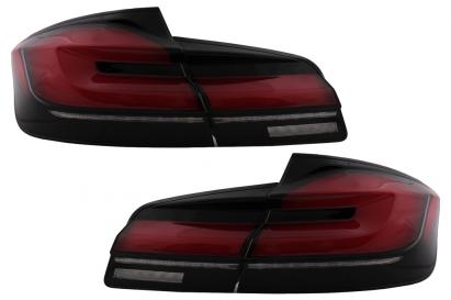 Stopuri LED BMW Seria 5 F10 (2011-2017) Rosu Negru cu Semnal Dinamic LCI G30 Design