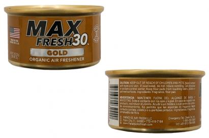 Odorizant organic tip conserva Paradise Air Max Fresh 30 Gold pentru auto si casa