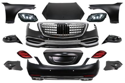 Kit Exterior Complet Mercedes S-Class W221 (2005-2013) Conversie Completa la W222 2018 Design
