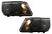 Faruri Angel Eyes negre pentru VW Bora 1998-2005 cu reglaj electric