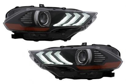 Faruri LED Ford Mustang Facelift (2018-2023) Negru Semnal Dinamic RGB DRL