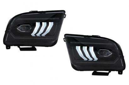 Faruri Full LED Ford Mustang V Pre-Facelift (2005-2009) Negru cu Semnal Dinamic Secvential