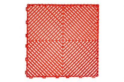 Pardoseala modulara ventilata rosie pentru garaj, depozit si atelier