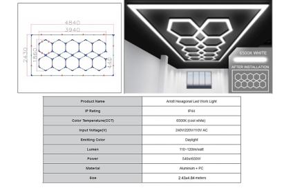 Sistem iluminare plafon hexagon LED HoneyComb 3,94 x 1,86 m
