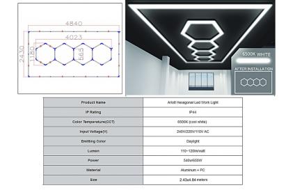 Sistem iluminare plafon hexagonal LED Honeycomb 4.03 x 1.18 m 6500K