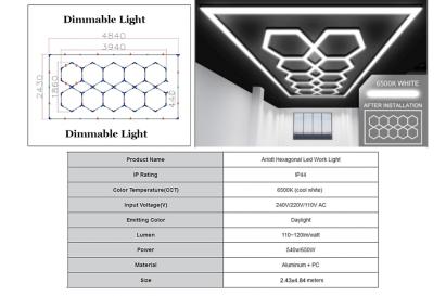 Sistem iluminare plafon hexagonal LED reglabil 3,94 x 1,86 m
