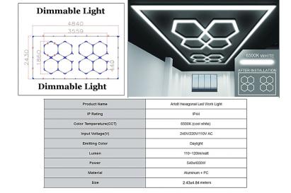 Sistem iluminare plafon hexagonal LED dimabil 3,56 x 1,86 m, 6500K