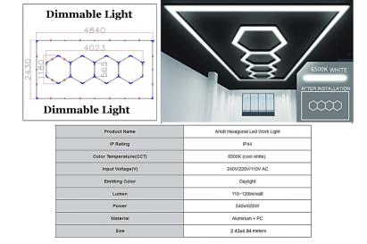 Sistem iluminare plafon Hexagon Honeycomb 4,03 x 1,18 m, dimabil