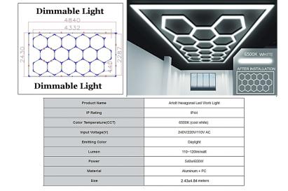 Sistem iluminare plafon LED hexagon 4.33 x 2.28 m, lumină reglabilă