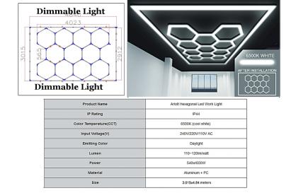 Sistem iluminare plafon LED Hexagon Honeycomb 4,02 x 2,91 m, lumină reglabilă