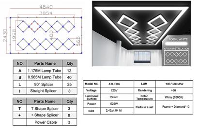 Sistem iluminare plafon hexagon LED Honeycomb 4.02 x 2.91 m, 6500K